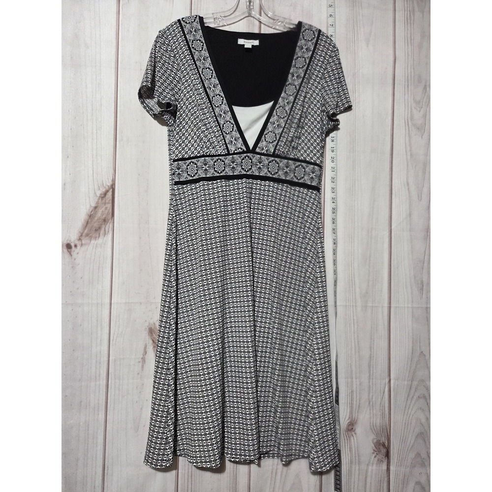 Dressbarn Dress‎ Womens 10 Geometric Floral Print Short Sleeve Stretch